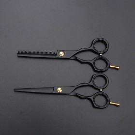 MrTiger Gunting Rambut Professional Barber Hairdressing Scissors 5.5 Inch 2 PCS - 440C - Black Gold - 8