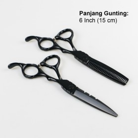 MrTiger Gunting Rambut Professional Barber Hairdressing Scissors 6 Inch 2 PCS - 440C - Black - 8