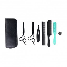 Tony&Guy Gunting Rambut Professional Barber Hairdressing Scissors 6 Inch 2 PCS with Razor Comb + Hair Knife - 440C - Black