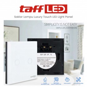 TaffLED Saklar Lampu Luxury Touch LED Light Panel 2 Switch - AO-001 - White