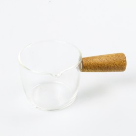 One Two Cups Gelas Milk Jug Pitcher Kaca Handle Kayu Kopi Latte Art Borosilicate Glass 100ml - S10 - White - 3
