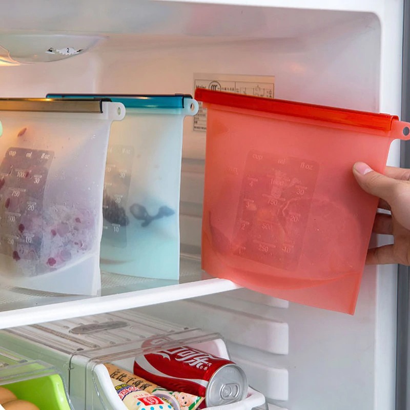 Inguard Kantong Plastik Organizer Makanan Silicone Food Bag Ziplock 1L 4 PCS - Transparent - JakartaNotebook.com