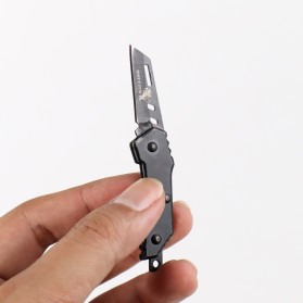 KNIFEZER Pisau Saku Lipat Mini Gantungan Kunci Serbaguna Portable Knife Survival Tool - Y238 - Black - 2