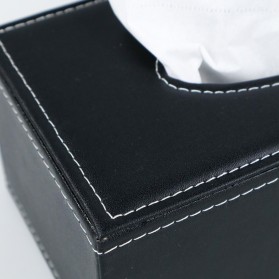 TaffHOME Kotak Tisu Premium Kulit Tissue Box - ZJ007 - Black - 3