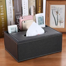 Perlengkapan Dapur Lainnya - ACRDDK Kotak Tisu Kulit Multifungsi Tissue Box Cosmetic Organizer - 34013 - Black
