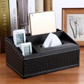 Perlengkapan Dapur Lainnya - ACRDDK Kotak Tisu Kulit Multifungsi Tissue Box Cosmetic Organizer - 34014 - Black