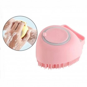 Alat Kesehatan & Kecantikan - Aihogard Sikat Mandi Badan Bath Brush Silicone with Soap Container - BBM985 - Pink