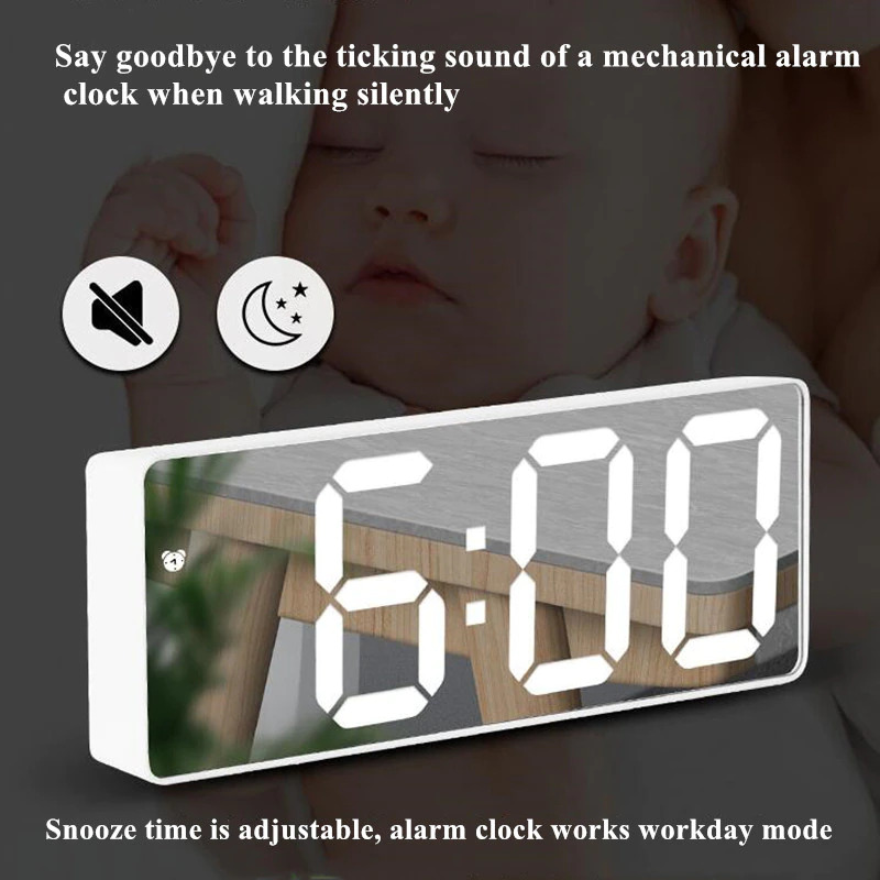NieNie Jam Weker Mirror Alarm Digital + Temperature GH