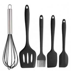 GLANYOMI Set Masak Dapur Kitchen Set Spatula Scraper Brush Silicone 5 PCS - VWN-102 - Black - 1