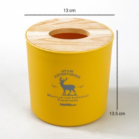 TaffHOME Kotak Tisu Kayu Solid Wood Tissue Box Model Tabung - ZJ013 - Yellow - 6