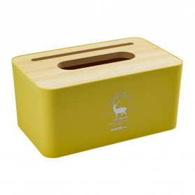 TaffHOME Kotak Tisu Kayu Tissue Box dengan Holder Smartphone - ZJ008 - Yellow