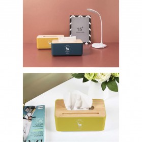 TaffHOME Kotak Tisu Kayu Tissue Box dengan Holder Smartphone - ZJ008 - Yellow - 5