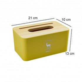 TaffHOME Kotak Tisu Kayu Tissue Box dengan Holder Smartphone - ZJ008 - Yellow - 6