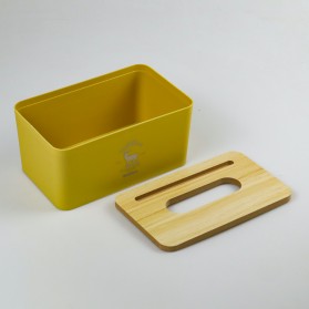 TaffHOME Kotak Tisu Kayu Tissue Box dengan Holder Smartphone - ZJ008 - Yellow - 7