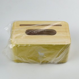 TaffHOME Kotak Tisu Kayu Tissue Box dengan Holder Smartphone - ZJ008 - Yellow - 8