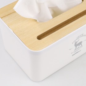TaffHOME Kotak Tisu Kayu Tissue Box dengan Holder Smartphone - ZJ008 - White - 5