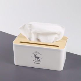 TaffHOME Kotak Tisu Kayu Tissue Box dengan Holder Smartphone - ZJ008 - White - 7