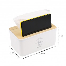 TaffHOME Kotak Tisu Kayu Tissue Box dengan Holder Smartphone - ZJ008 - White - 8