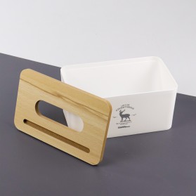 TaffHOME Kotak Tisu Kayu Tissue Box dengan Holder Smartphone - ZJ008 - White - 9