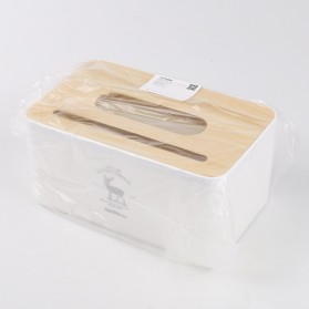 TaffHOME Kotak Tisu Kayu Tissue Box dengan Holder Smartphone - ZJ008 - White - 10