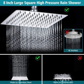 Malaiholo Set Shower Mandi Rainfall Combo Stainless Steel Square Handheld - M001 - Silver - 3