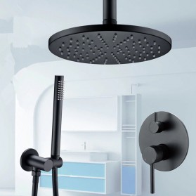 Bagnolux Set Shower Mandi Brass Bathroom Faucet Mixer Ceiling Wall Handheld Spray 12 Inch Rain head- 2308 - Black - 5