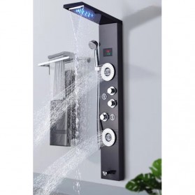 Onyzpily Shower Mandi Bathroom Panel LED Temperature Screen Wall Mounted - 8006 - Black