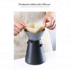 Woodpecker Sharing Coffee Pot V60 Hand Drip Coffee Ceramic 650ml - WV2 - Black - 7