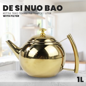 DE SI NUO BAO Kettle Teko Teh Kettle Teapot 1 Liter with Filter - A2 - Golden