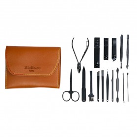 Biutte.co Set Gunting Kuku Manicure Nail Clippers Pedicure Kit 16 in 1 - TCT16 - Brown