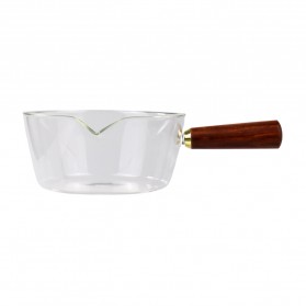 One Two Cups Panci Masak Kaca Glass Cooking Pot Wooden Handle 600ml - KC007 - Transparent