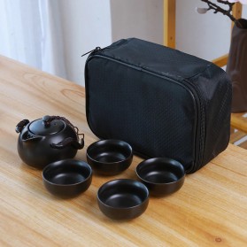 Homadise Teko Pitcher Teh Chinese Teapot Maker Ceramic with 4 Glass - JJ0007 - Black