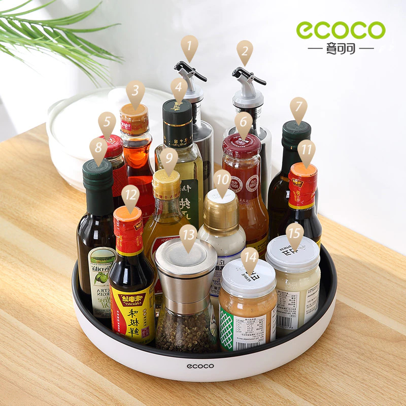 Gambar produk Ecoco Rak Botol Tempat Bumbu Dapur Kitchen Storage Model Putar Size Small - E2021