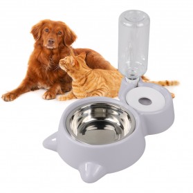 PTLOM Tempat Makan dan Minum Hewan Peliharaan Kucing Anjing Feeding Dishes - CH50501 - Gray