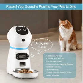 ZKYJ Tempat Makan Hewan Anjing Kucing Otomatis Automatic Pet Food Dispenser 3.5L - RobPAF-35L - White - 5