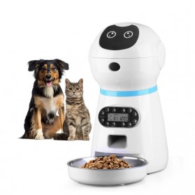 ZKYJ Tempat Makan Hewan Anjing Kucing Otomatis Automatic Pet Food Dispenser 3.5L - RobPAF-35L - White - 6