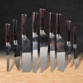 Xituo Set Pisau Dapur Kitchen Knife Damascus Pattern Stainless Steel 9 PCS - DL9 - Silver