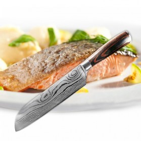 Xituo Set Pisau Dapur Kitchen Knife Damascus Pattern Stainless Steel 7 PCS - DL7 - Silver - 5