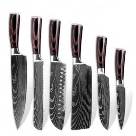 Xituo Set Pisau Dapur Kitchen Knife Damascus Pattern Stainless Steel 6 PCS - DL6 - Silver
