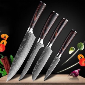 Xituo Set Pisau Dapur Kitchen Knife Damascus Pattern Stainless Steel 4 PCS - DL4-A - Silver