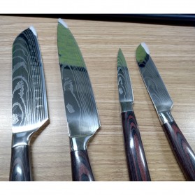 Xituo Set Pisau Dapur Kitchen Knife Damascus Pattern Stainless Steel 4 PCS - DL4-B - Silver - 2