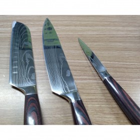 Xituo Set Pisau Dapur Kitchen Knife Damascus Pattern Stainless Steel 3 PCS - DL3 - Silver - 2