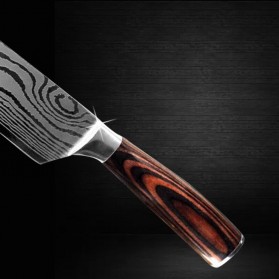 Xituo Set Pisau Dapur Kitchen Knife Damascus Pattern Stainless Steel 3 PCS - DL3 - Silver - 8
