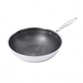 Panci Set & Wajan - COOKKIT Panci Masak Honeycomb Nonstick Frying Pan Stainless Steel 32cm - KC0407 - Silver