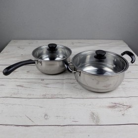 OOTDTY Set Panci Masak 2 in 1 Deep Frying Soup Pot - FF110 - Silver