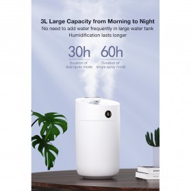 HEAOYE Air Humidifier Aromatherapy Oil Diffuser Double Spray 3L - X12 - White - 6