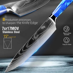 MYVIT Pisau Dapur Kitchen Damascus Pattern Slicing Knife 8 Inch - LFG56 - Blue - 4