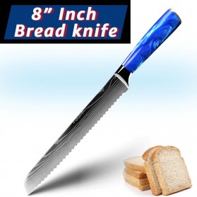 MYVIT Pisau Dapur Kitchen Damascus Pattern Bread Knife 8 Inch - LFG56 - Blue