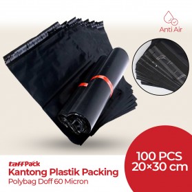 TaffPACK Kantong Amplop Plastik Packing Polymailer Polybag Doff 60 Micron 20x30cm 100 PCS - Black