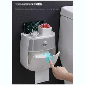 ECOCO Kotak Tisu Tissue Storage Toilet Paper Box Dispenser Double Layer - E1804 - White/Black - 2